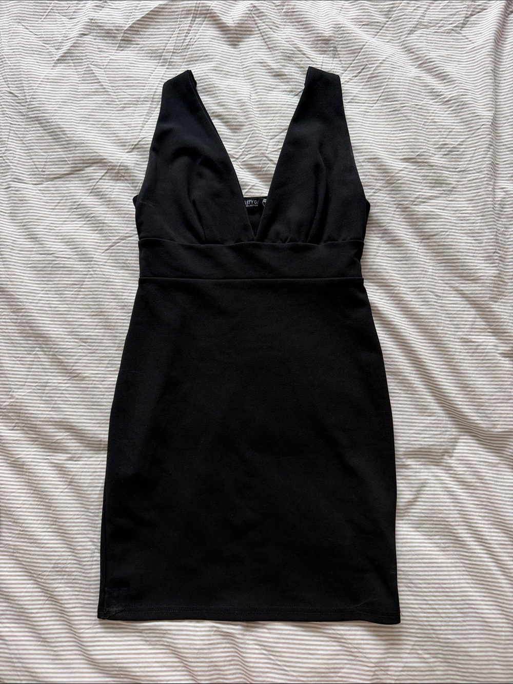 Nasty Gal Black Deep V Sleeveless Bodycon Dress